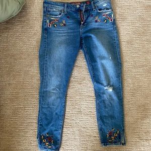 Lucky Brand Blue Embroidered Ankle Jeans
